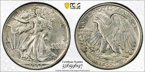 1944�N P �E�H�[�L���O�E���o�e�B�E�n�[�t�_���[ PCGS AU50 �S�[���h�V�[���h