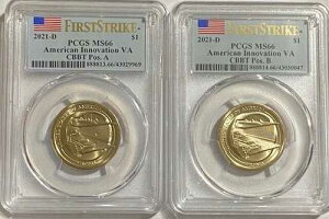2021 D A B $1 VA �A�����J���E�C�m�x�[�V�����E�h�� �x�C�u���b�W PCGS MS66 �t�@�[�X�g�X�g���C�N