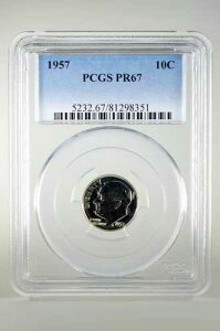 PR67 1957�N 90% �V���o�[ ���[�Y�x���g �_�C�� PCGS �O���[�h 10�Z���g �v���[�t�R�C�� ���o�e�B US PR 67