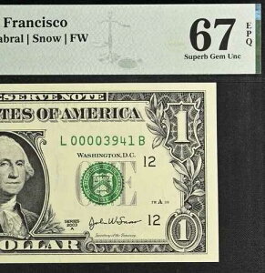 2003A $1 �A�M������s�� PMG 67EPQ �l�C���� ��z �V���A���ԍ� 3941