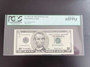 $5 1999***BG STAR***FRN CHOICE UNC GEM BU NOTE***PCGS 65 PPQ***LOW#OOO