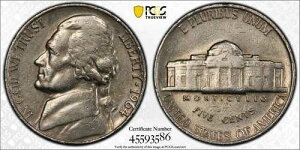 1964�N�� 5�Z���g �W�F�t�@�[�\���j�b�P�� PCGS XF40 (Extremely Fine 40) �ؖ����ԍ� 45593586