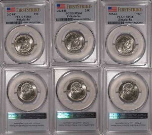 2024 P D S Zitkala Sa 25�Z���g PCGS MS66 �����p�N�H�[�^�[ �t�@�[�X�g�X�g���C�N