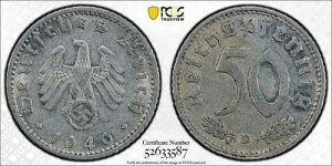 1940-D 50 �y�j�q PCGS �S�[���h�V�[���h AU 53 �h�C�c ��O�鍑 �i�`�X