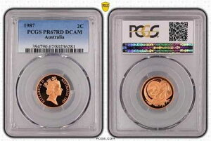 1987�N �v���[�t 2�Z���g 2�Z���g �I�[�X�g�����A PCGS PR67RD DCAM FDC UNC #3687