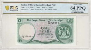 �X�R�b�g�����h 1983 ?1 PLC PCGS Choice UNC 64 PPQ �\�[�e�B���O�}�[�N�Ȃ� �s�b�N�ԍ� 341b