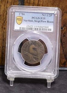 1786�N �R���j�A�� �j���[�W���[�W�[ 1/2P �i�[ �V�F���h�A�X�g���[�g �v���E�r�[�� - PCGS F15 (59341-L)