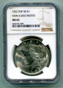 1922�N �s�[�X �V���o�[ �h�� NGC MS65 �z�b�g 50 VAM 4 DDO ���b�g�[ �f�G�ȃI���W�i���R�C��