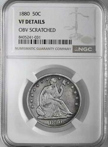 1880-P 50�Z���g ���R�̏��_�� ���h�� NGC VF �ڍׁu�\�ʏ�����v 8405241-031