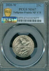 2020 W �g�[���O���X �v���[���[ �N�H�[�^�[ PCGS MS67 �v���C�x�[�g�}�[�N V75 MAC �ō����O���[�h�B