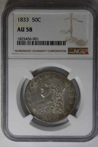 1833 .50 NGC AU58 1800�N�� �L���b�v�h�o�X�g �n�[�t�h��
