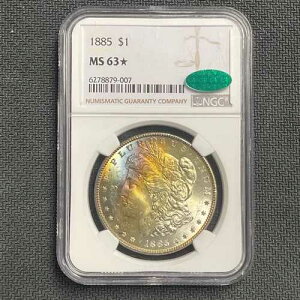 1885�N $1 MS63* CAC �����X�^�[ ���C���{�[�g�[���X�^�[ NGC �����K�� �V���o�[�_���[ 90% �O���[�f�B���O