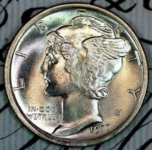 1917-S FSB SUPERB+ GEM BU MS MERCURY SILVER DIME DC310 MATTHEWS HOARD���