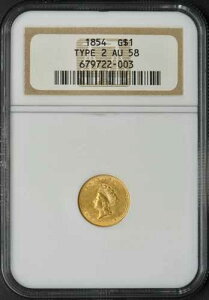 1854�N �^�C�v2 1�h������ ���o�e�B - NGC AU58 - �����L�� - ?COINGIANTS?