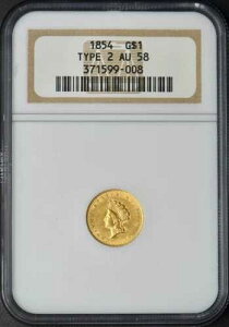 1854�N �^�C�v2 1�h������ ���o�e�B - NGC AU58 - �����L�� - ?COINGIANTS?