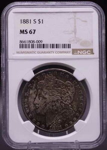 1881-S ���[�K����� NGC MS 67 �����X�^�[�g�[�� ���C���{�[ �\�� ��� BU