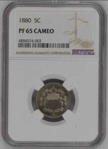 1880 NGC PR65 �J���I �ߏ��]�����ꂽ�L�[�f�C�g 5C �J���I �V�[���h�j�b�P��