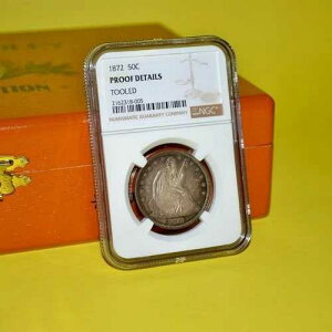 * 1872-P * NGC ���Ȏ��R�̏��_�� 50�Z���g �n�[�t�h�� �v���[�t �ڍ� �S�[�W���X�ȃg�[���̃R�C��