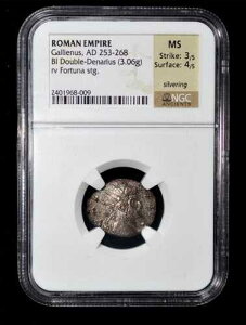 NGC MS 3/5�A4/5 AD 253-268 ���[�}�鍑�K���G�k�X BI �A���g�j�j�A�k�X (3.06g)�B