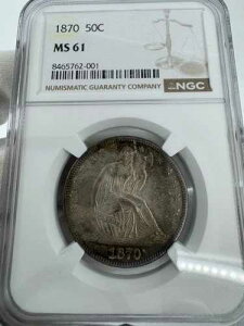 1870�N 50�Z���g �A�����J �n�[�t�h�� �g�b�v20 NGC MS 61