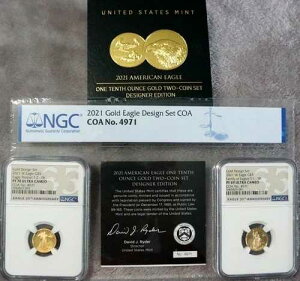 2021�NW 5�h�� �S�[���h�C�[�O�� 1/10�I���X �f�U�C�i�[�Z�b�g NGC PR70/PR69 �E���g���J���I COA#4971/5000
