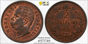 �C�^���A 1897-R 2 Centesimi PCGS MS64RB KM# 30 #2116