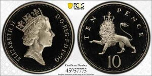 �C�M���X 1990�N �v���[�t �e���y���X 10�y���X S-F3 PCGS PR69DCAM FDC UNC #2535
