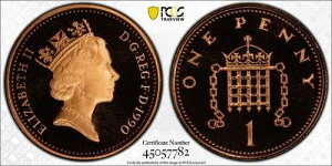 �C�M���X 1990�N �v���[�t 1�y���X 1P S-B3 PCGS PR69RD DCAM FDC UNC #2534