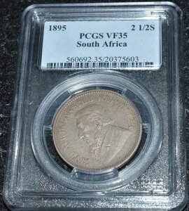 1895�N ��A�t���J ZAR �n�[�t�N���E�� 2.5�V�����O PCGS VF35 **�D�Ǔ��t**