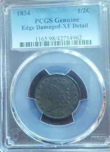 1834�N �N���V�b�N�w�b�h �n�[�t�Z���g 1/2C PCGS ���� �G�b�W�_���[�W XF �ڍ�