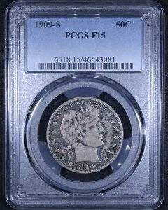 1909-S �o�[�o�[ �n�[�t �h�� - 50 �Z���g PCGS F15 - ���t���s���Ăł��B