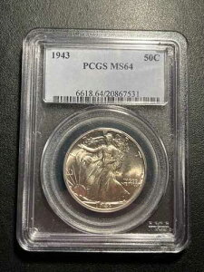1943�N �E�H�[�L���O�E���o�e�B �V���o�[ �n�[�t�h�� 50�Z���g PCGS MS 64 �V���[�v�X�g���C�N �u���C�g�z���C�g