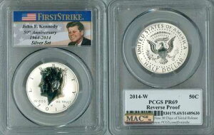 2014-W PCGS PR69 �V���o�[ �t�@�[�X�g�X�g���C�N �P�l�f�B MAC ���o�[�X�v���[�t JFK �n�[�t 50���N�L�O