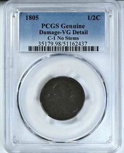 1805�N 1/2 �n�[�t�Z���g �h���[�v�o�X�g PCGS VG �ڍ� C-1 �X�e���Ȃ� ���� 35179