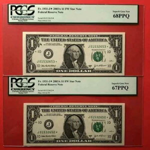 1931-J* 2003A $1 FRN STAR NOTES 2���g PCGS SGN 67/68 J 01532652-J 01532653