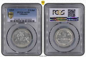 1925 ���g�A�j�A 5 ���^�C PCGS AU 55