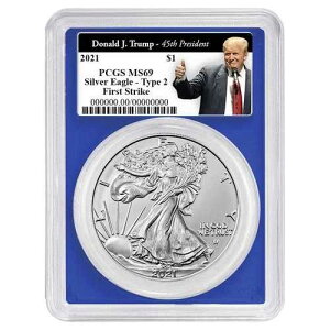 2021�N 1�h�� 1�I���X T-2 �A�����J���V���o�[�C�[�O�� PCGS MS69 FS �g�����v��45��哝�̃��x��