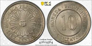 1880�N �y���[ 10�Z���^�[�{ PCGS MS65 2�N�^ �T���t�F�C�X 4137