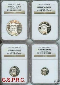 2003-W �v���[�t �v���`�i ���R�̏��_�� 4���Z�b�g NGC PR70 PF70 $100 $50 $25 $10