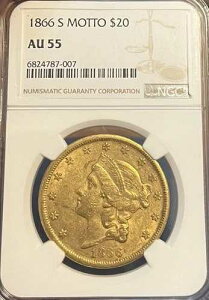 1866-S ���b�g�[ NGC AU55 20�h�� ���o�e�B�S�[���h �_�u���C�[�O��