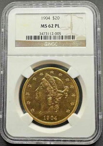 1904�N �v���[�t��� 20�h�� ���o�e�B�S�[���h �_�u���C�[�O�� NGC MS62 PL 01XXED26