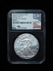 2020�N (P) $1 �A�����J�� �V���o�[ �C�[�O�� NGC MS70 FDOI - 1st �t�B���f���t�B�A �{�b�N�X - Mercanti Auto