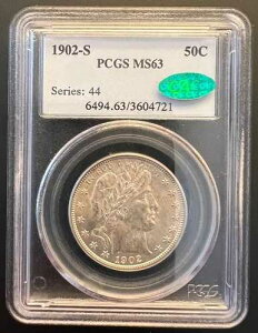1902-S �č��� �o�[�o�[�n�[�t 50�Z���g PCGS MS63 CAC (PQ�i�� - ���Ɋ�)