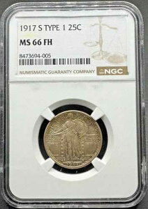 1917-S �^�C�v1 �X�^���f�B���O ���o�e�B �V���o�[ �N�H�[�^�[ NGC MS66 FH �t���w�b�h 01XXCC26