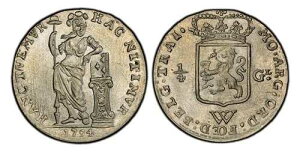 �I�����_�̐��C���h�����B1794�N AR 1/4�O���f���BPCGS MS67 KM 2; Scholten 1355