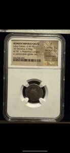 �W�����A�X�E�V�[�U�[ AR �f�i���E�X BC 42 ? L. Mussidius Longus ? Cornucopia & Globe ? NGC