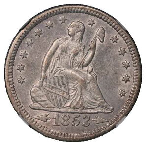 1853-O/HORIZ O ARR & RAYS 25c NGC AU 58 FS-501 ~ �|�b�v�g�b�v �V�[�e�b�h �N�H�[�^�[ �o���G�e�B