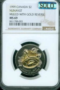 1999�N�J�i�_ $2 �k�i�u�g���B�~���[���S�[���h ���o�[�X NGC MS69 �\�� �t�@�C�l�X�g MAC �X�|�b�g���X�B