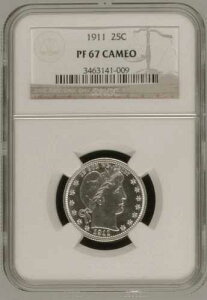 1911 NGC PR67 CAMEO 543 ���� -- 3�ԖڂɒႢ�v���[�t �o�[�o�[ �N�H�[�^�[ -- �� 25C