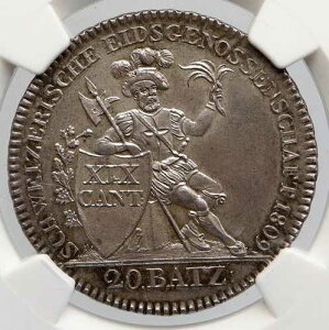 1809�N �X�C�X �A�[���K�E ��^�A���e�B�[�N �I�[���h�X�C�X�V���o�[ 20 �o�b�c�F���R�C�� NGC i90651